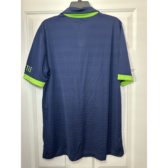 Size L NFL Team Apparel Seattle Seahawks On Field Polo Shirt Blue Men NEW - Picture 2 of 3